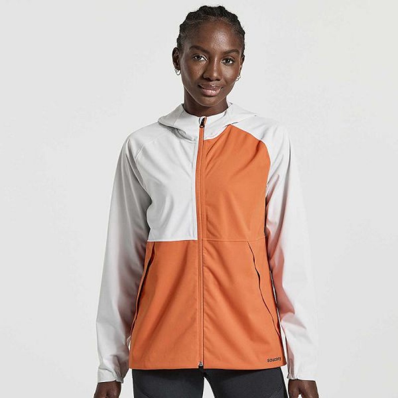 Women\'s Saucony Boulder Drizzle Jackets White | SJUZBFI-30