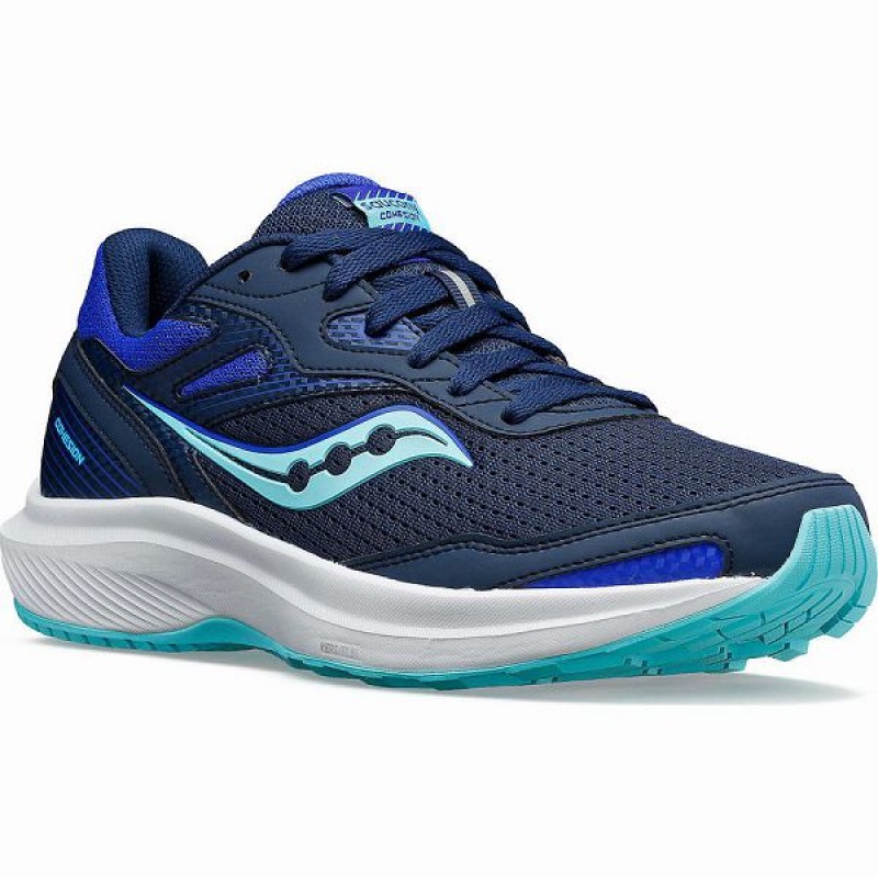 Women's Saucony Cohesion 16 Walking Shoes Navy / Turquoise | IFQSBWM-14