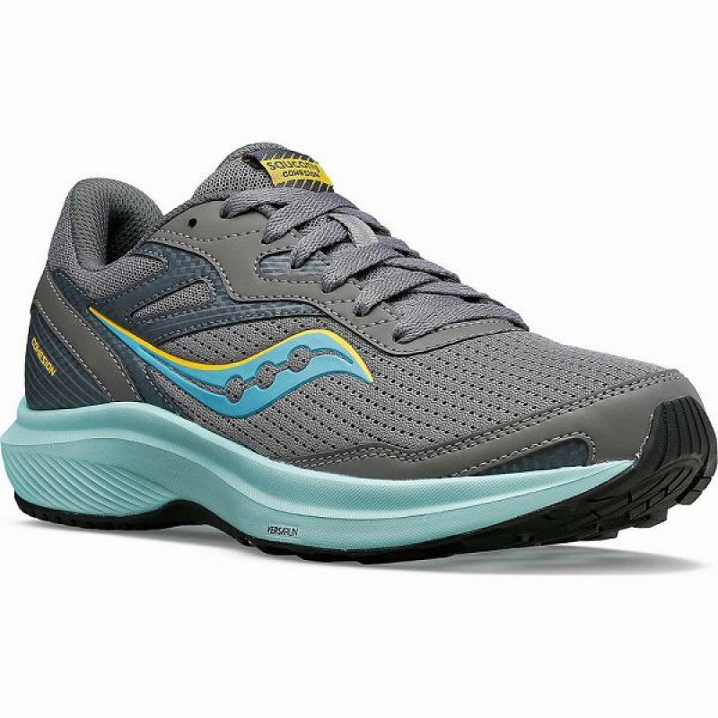 Women's Saucony Cohesion 16 Walking Shoes Grey / Turquoise | OLPCTXS-71