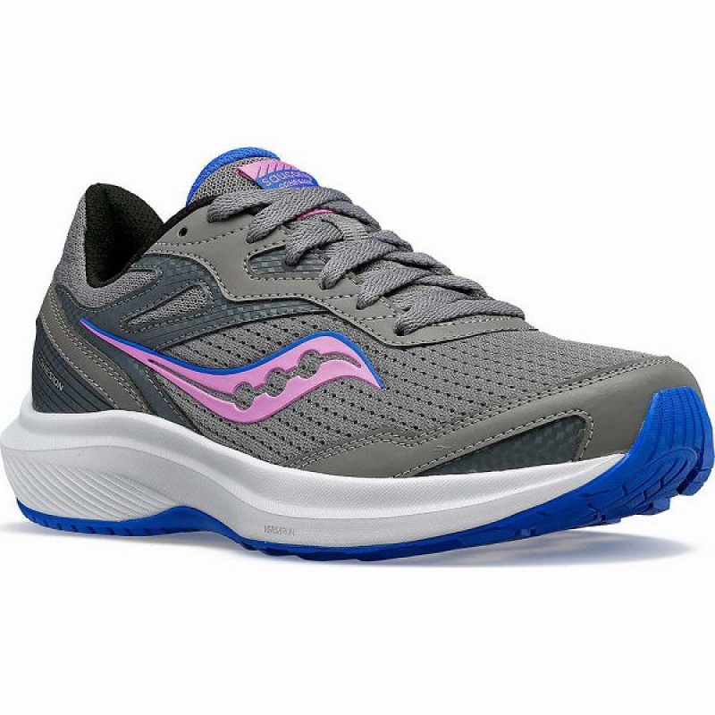 Women's Saucony Cohesion 16 Walking Shoes Grey / Purple | AKGRYHE-70