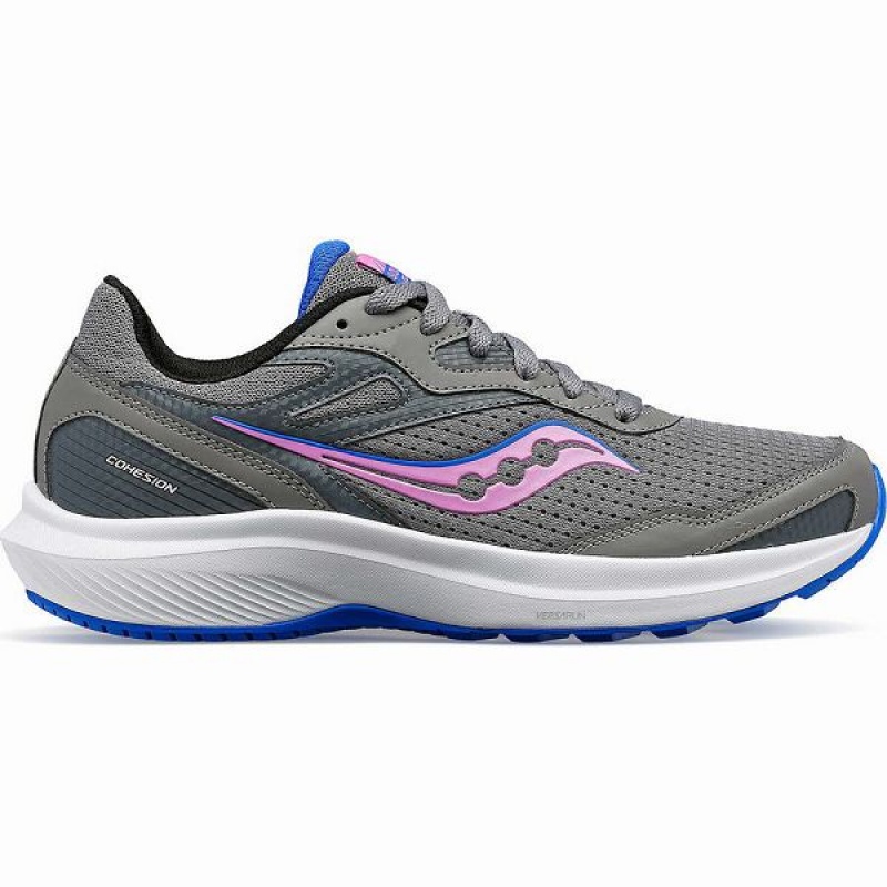 Women\'s Saucony Cohesion 16 Walking Shoes Grey / Purple | AKGRYHE-70