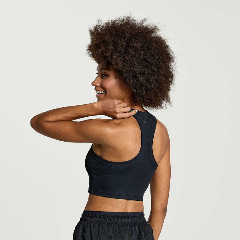 Women's Saucony Elevate Crop Tops Black | JLUPCHX-56