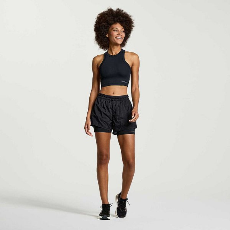 Women's Saucony Elevate Crop Tops Black | JLUPCHX-56