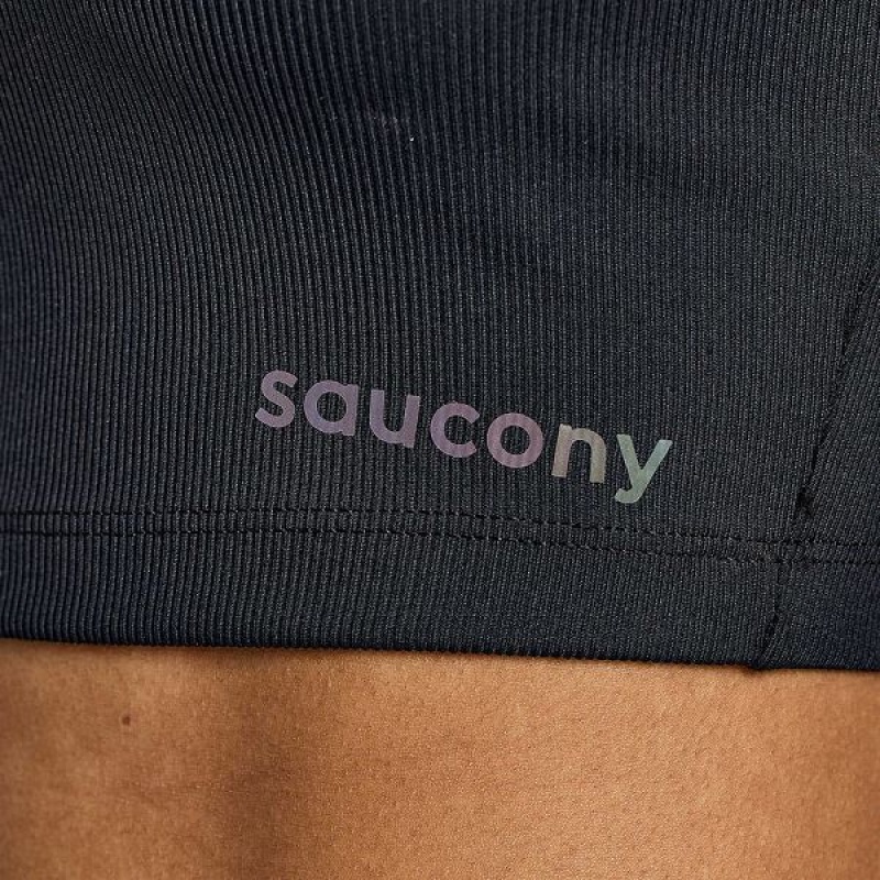 Women's Saucony Elevate Crop Tops Black | JLUPCHX-56