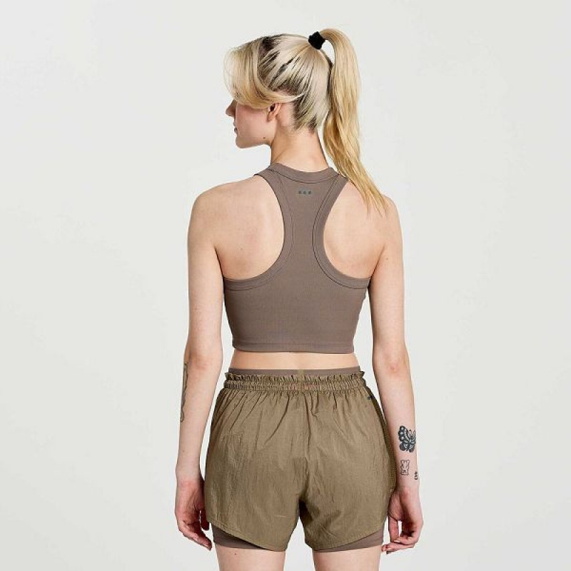 Women's Saucony Elevate Crop Tops Brown | QESPYBL-95