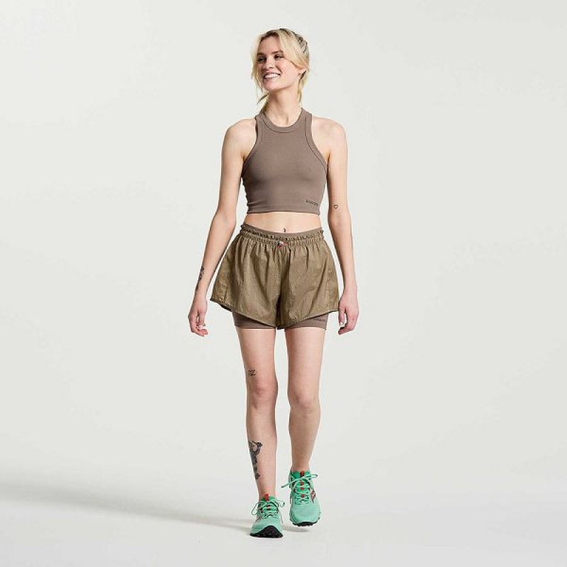 Women's Saucony Elevate Crop Tops Brown | QESPYBL-95