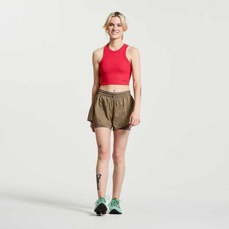 Women's Saucony Elevate Crop Tops Rose | OVFRJGB-38