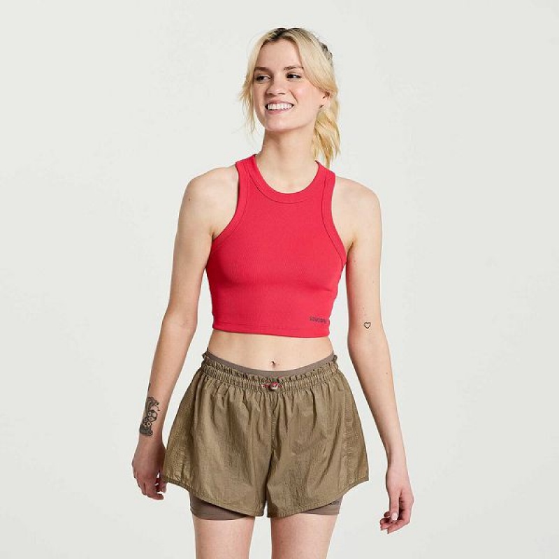 Women\'s Saucony Elevate Crop Tops Rose | OVFRJGB-38