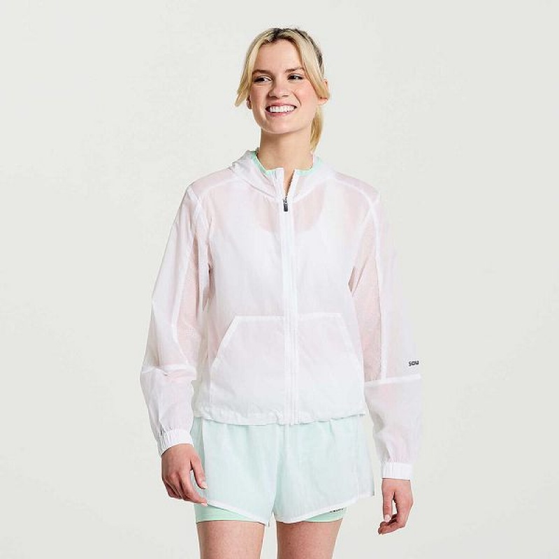 Women\'s Saucony Elevate Packaway Jackets White | OMEFVQW-18