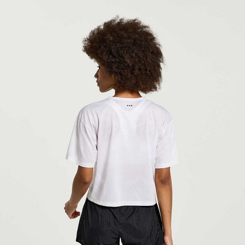 Women's Saucony Elevate Short Sleeve T Shirts White | IOJXPMT-68