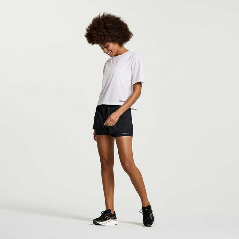 Women's Saucony Elevate Short Sleeve T Shirts White | IOJXPMT-68