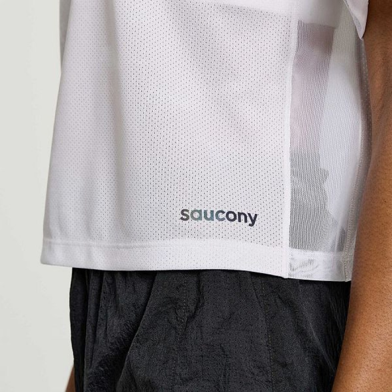 Women's Saucony Elevate Short Sleeve T Shirts White | IOJXPMT-68