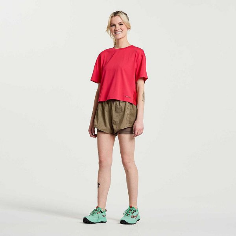 Women's Saucony Elevate Short Sleeve T Shirts Rose | MZFPYHN-05