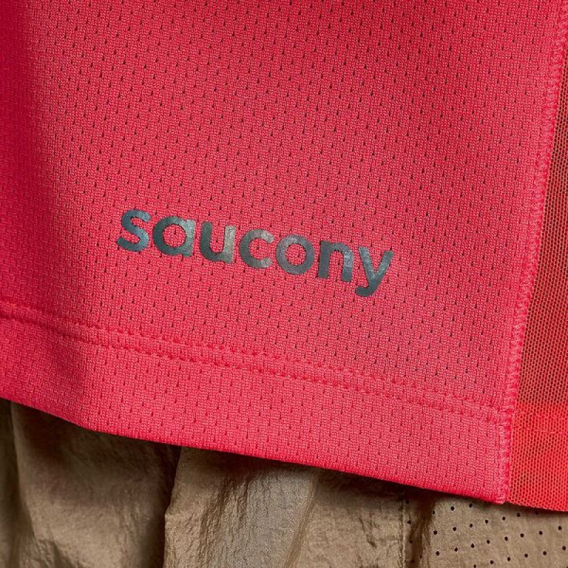 Women's Saucony Elevate Short Sleeve T Shirts Rose | MZFPYHN-05