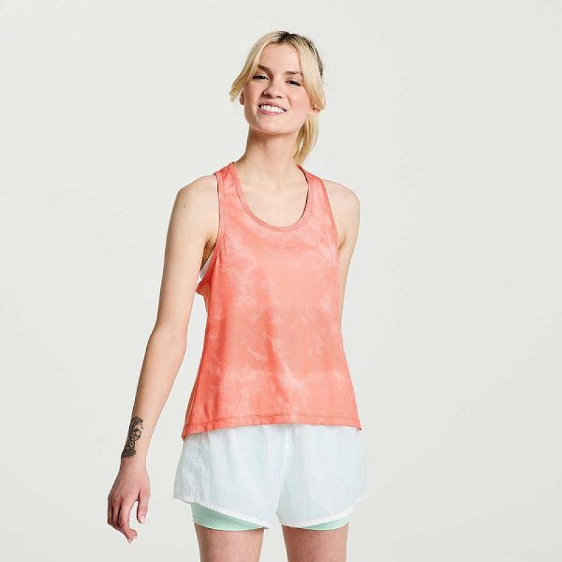 Women\'s Saucony Elevate Tank Top Orange | DPFBTUX-65