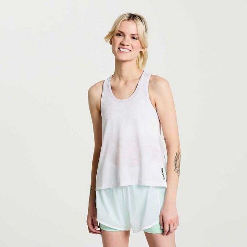 Women\'s Saucony Elevate Tank Top White | TVWCZRL-27