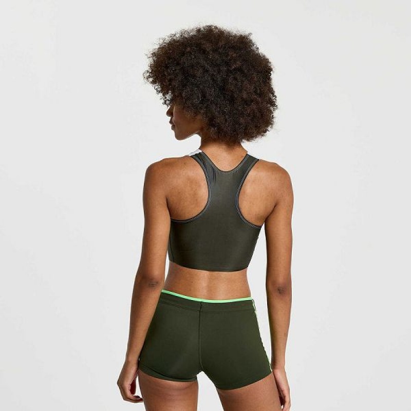 Women's Saucony Elite Crop Tops Umbra | ARYXMDO-02