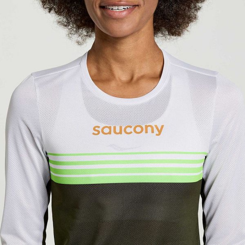 Women's Saucony Elite Long Sleeve T Shirts Umbra | WGXIFMO-93