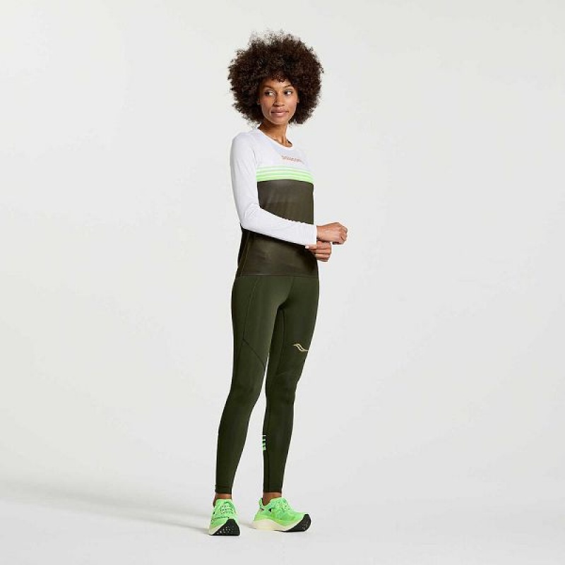 Women's Saucony Elite Long Sleeve T Shirts Umbra | WGXIFMO-93