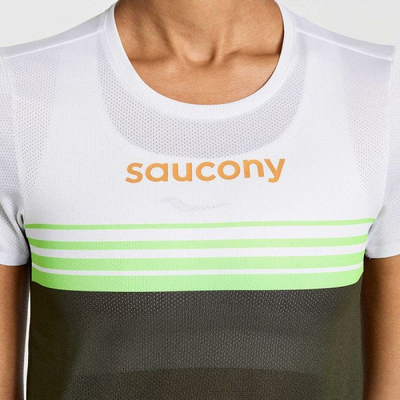 Women's Saucony Elite Short Sleeve T Shirts Umbra | LJHSEMZ-68