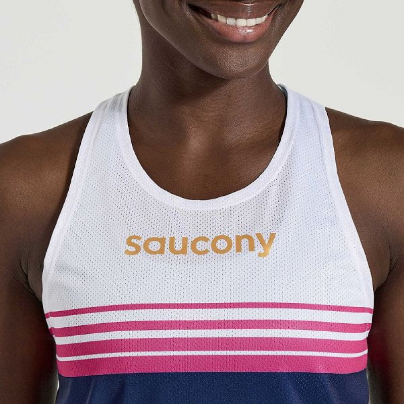 Women's Saucony Elite Singlet Tank Top Navy | XASUICR-94