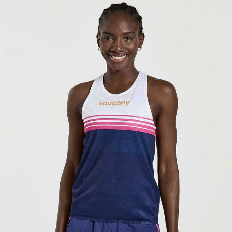 Women\'s Saucony Elite Singlet Tank Top Navy | XASUICR-94