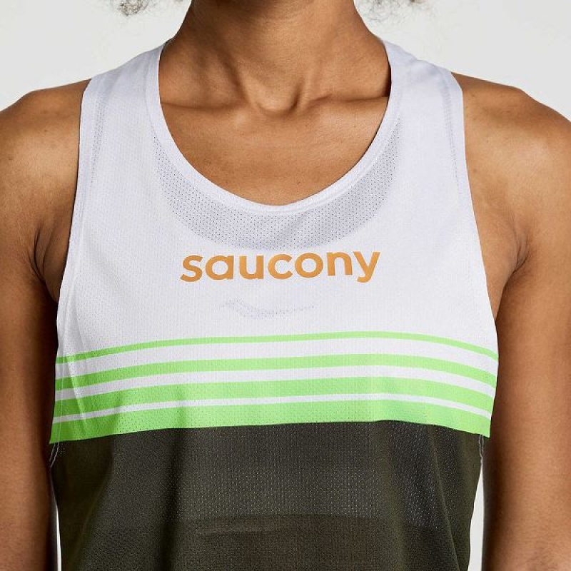 Women's Saucony Elite Singlet Tank Top Umbra | WFZGLQB-03