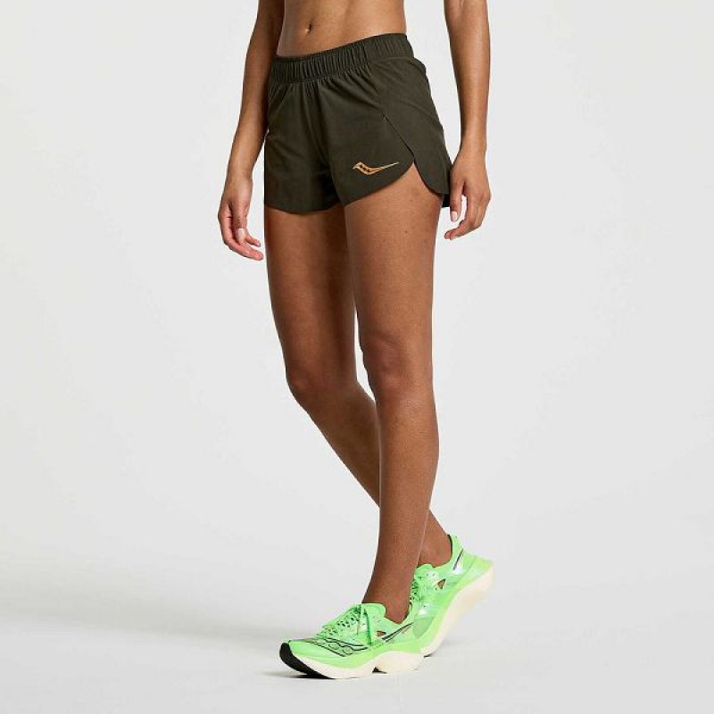 Women's Saucony Elite Split Shorts Umbra | UDWJVZN-82