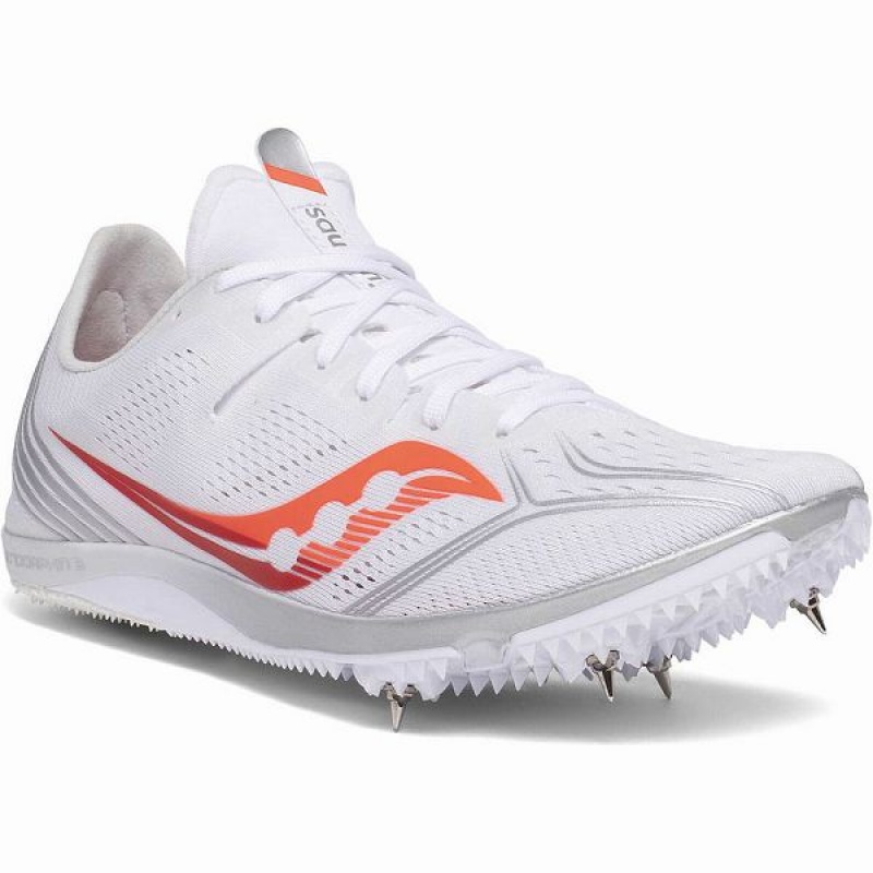 Women's Saucony Endorphin 3 Spike Spikes Shoes White / Red | PNXTEZL-16