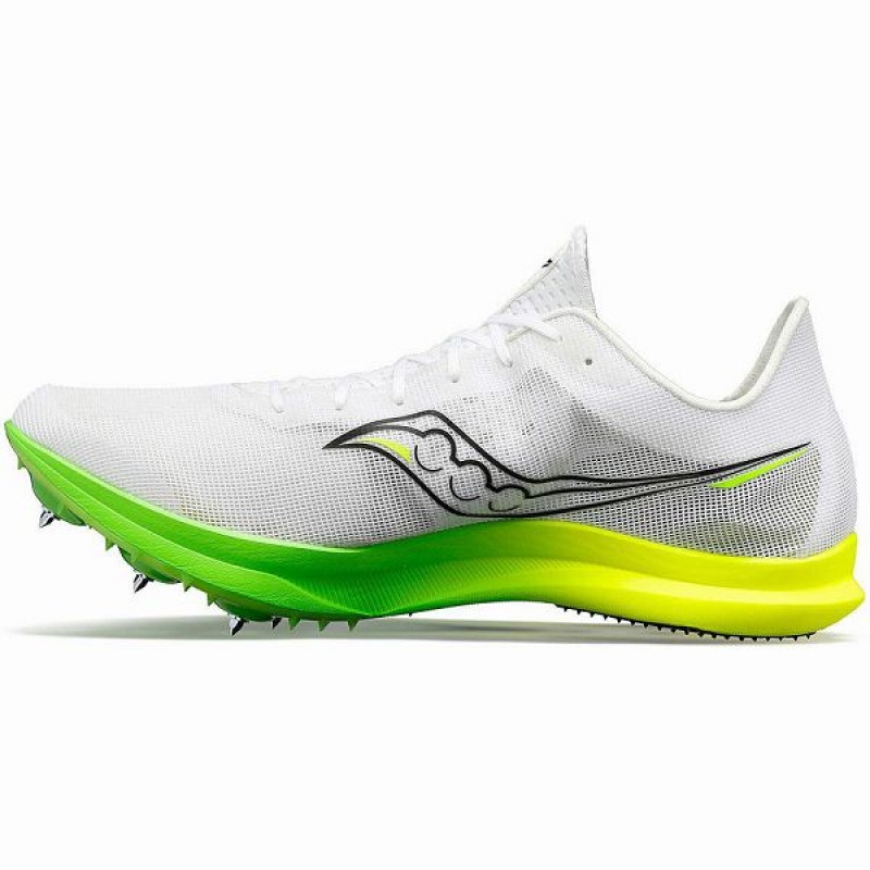 Women's Saucony Endorphin Cheetah Spikes Shoes White / Green | WJSIZKY-25