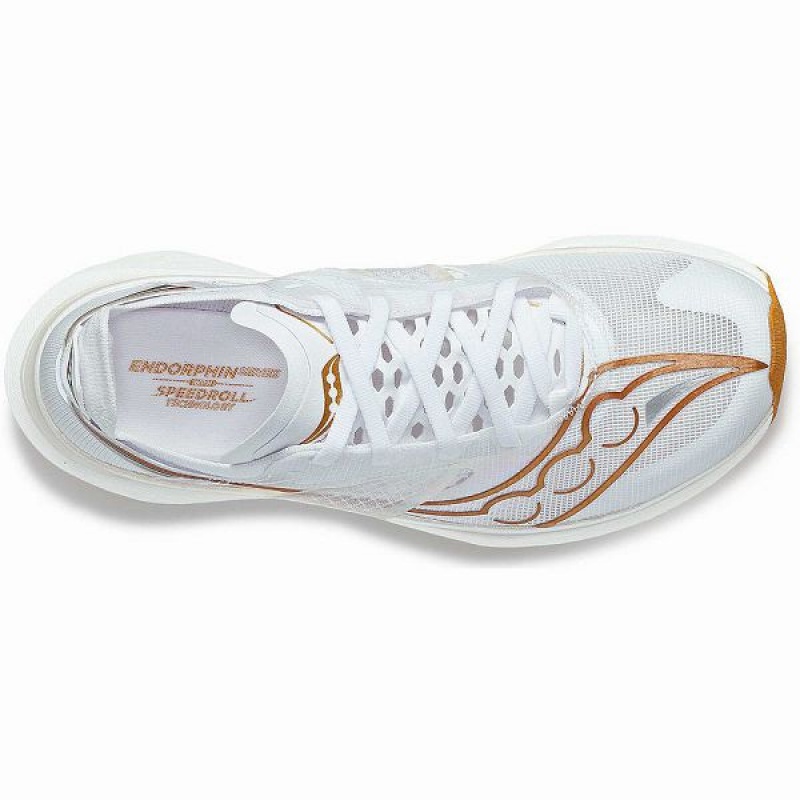 Women's Saucony Endorphin Elite Running Shoes White / Gold | DHBXFYC-28