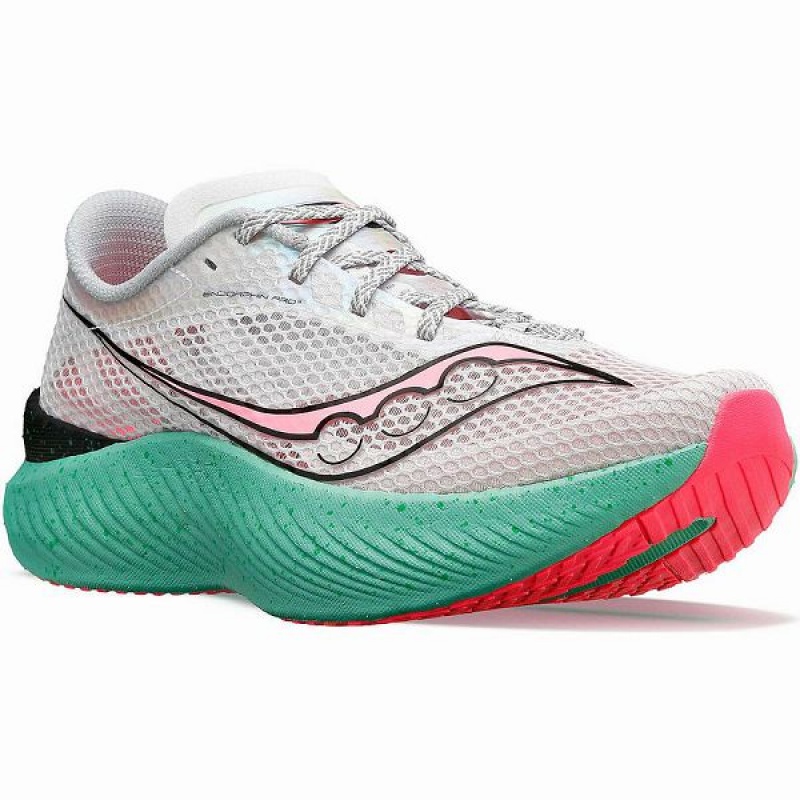 Women's Saucony Endorphin Pro 3 Running Shoes White / Pink | ITBZLHO-18