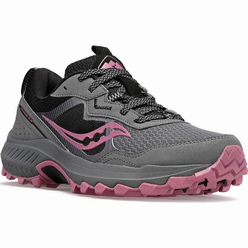 Women's Saucony Excursion TR16 Trail Running Shoes Grey / Rose | MKXFOLC-75