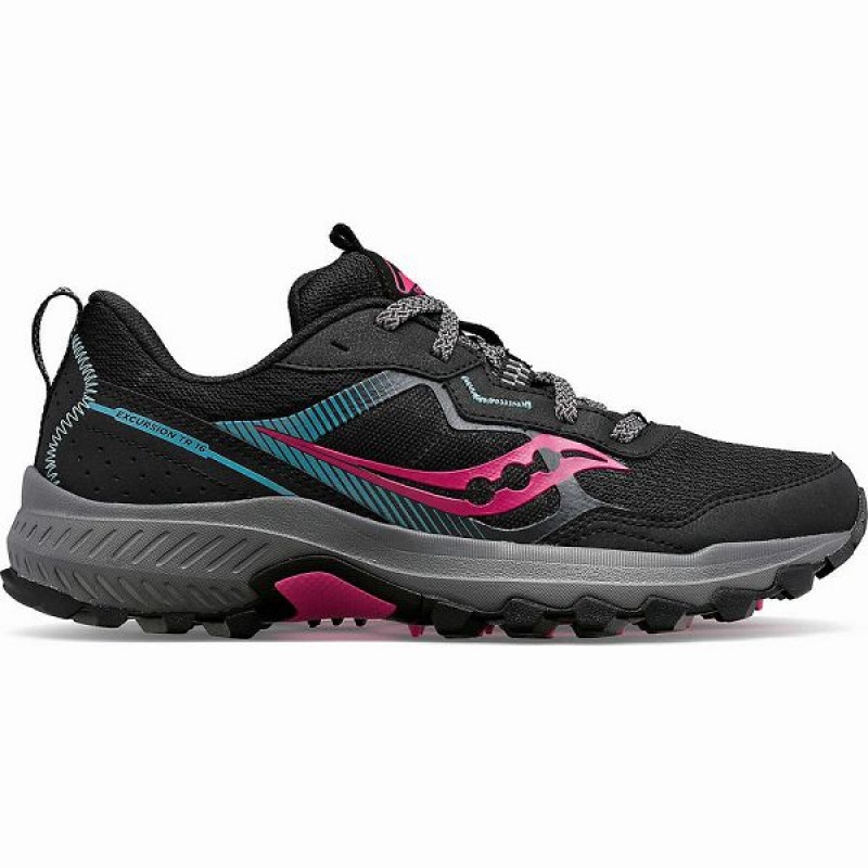 Women\'s Saucony Excursion TR16 Trail Running Shoes Black / Fuchsia | FGYNIKW-02