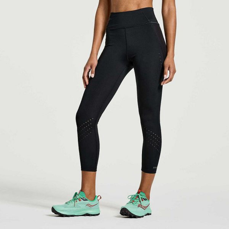 Women's Saucony Explorer Utility Crop Tight Black | XKVUOBJ-07