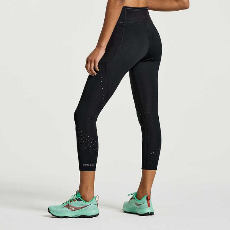 Women's Saucony Explorer Utility Crop Tight Black | XKVUOBJ-07