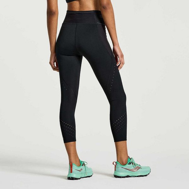 Women's Saucony Explorer Utility Crop Tight Black | XKVUOBJ-07