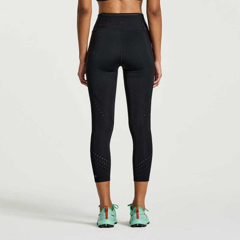 Women's Saucony Explorer Utility Crop Tight Black | XKVUOBJ-07