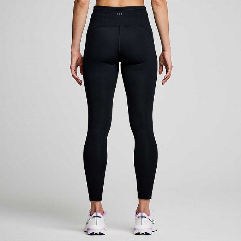 Women's Saucony Fortify 7/8 Tight Black | EIKZHWN-49