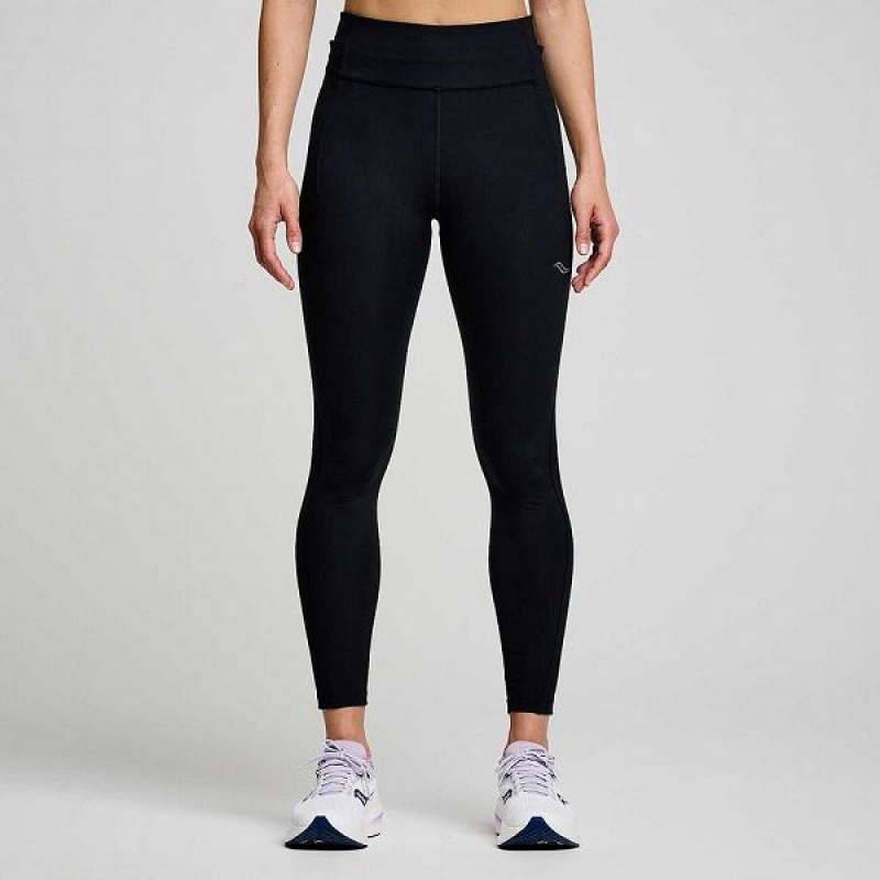 Women\'s Saucony Fortify 7/8 Tight Black | EIKZHWN-49