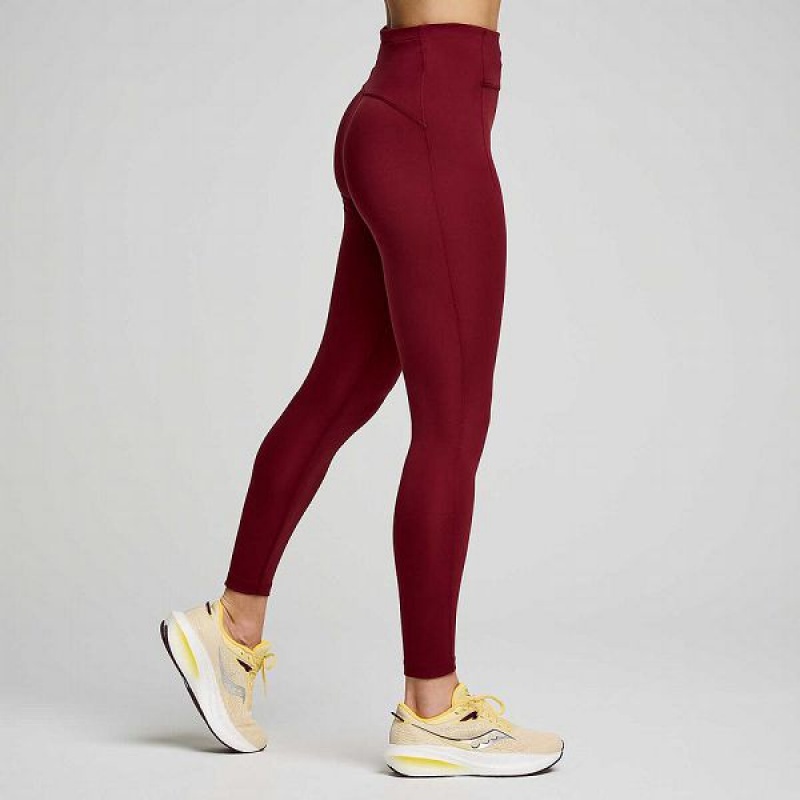 Women's Saucony Fortify 7/8 Tight Red | NFUIBGO-43