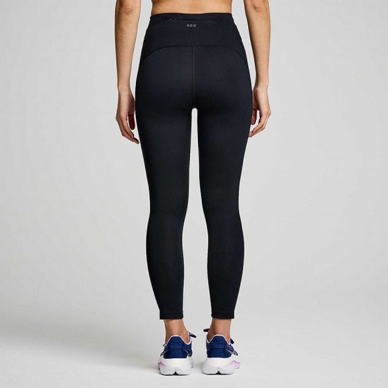 Women's Saucony Fortify Crop Tight Black | CZJGIKF-12