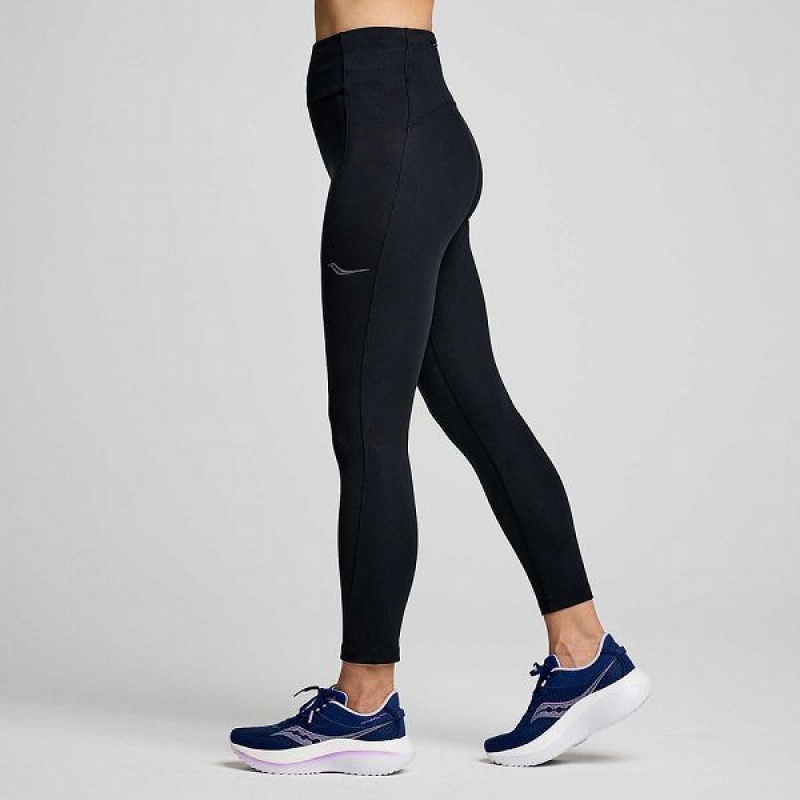 Women's Saucony Fortify Crop Tight Black | CZJGIKF-12