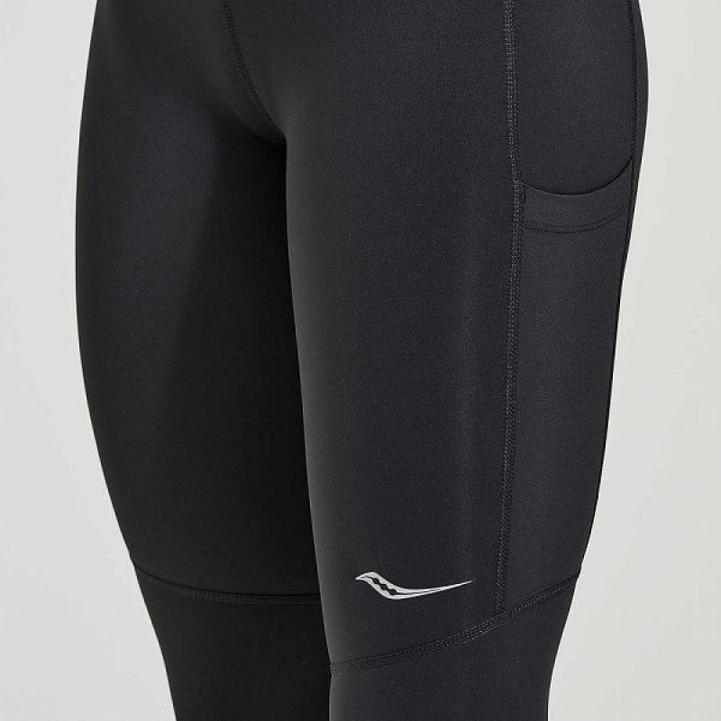 Women's Saucony Fortify Crop Tight Black | GDFCJSL-85