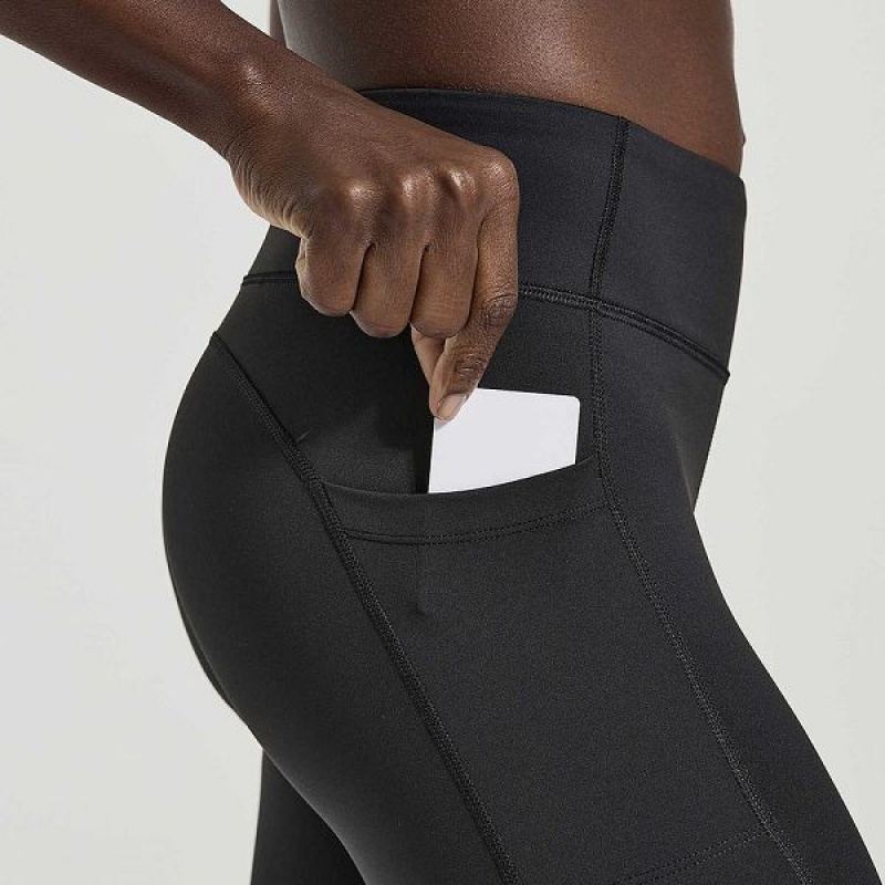 Women's Saucony Fortify Crop Tight Black | GDFCJSL-85