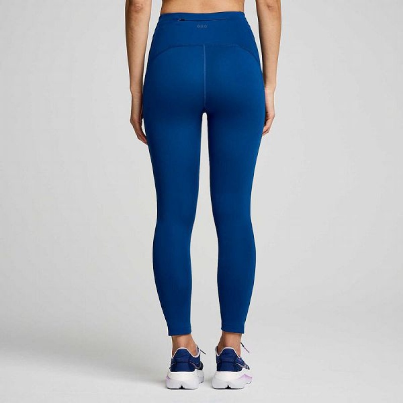 Women's Saucony Fortify Crop Tight Indigo | WKTNQCB-14