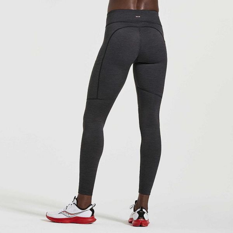 Women's Saucony Fortify Tight Black | MQEBPIO-69