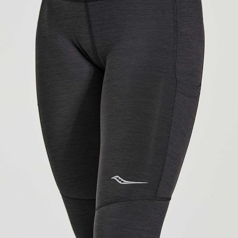 Women's Saucony Fortify Tight Black | MQEBPIO-69