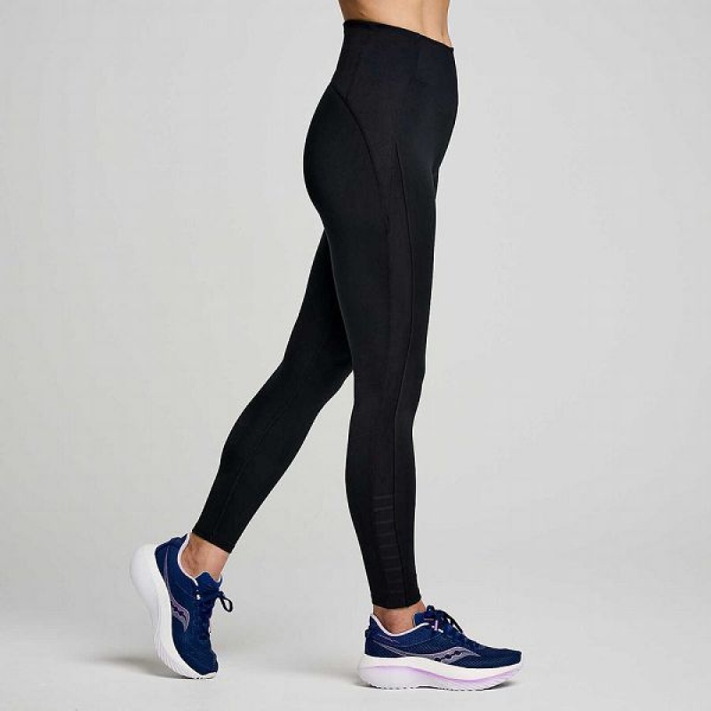 Women's Saucony Fortify Viz Tight Black | SMGLDAQ-83