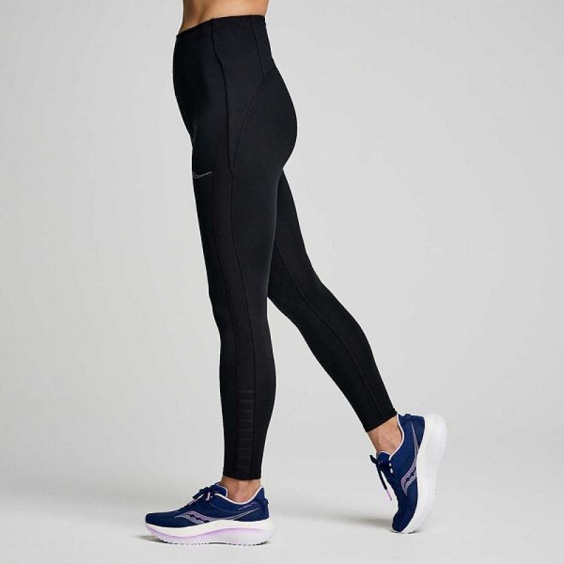 Women's Saucony Fortify Viz Tight Black | SMGLDAQ-83